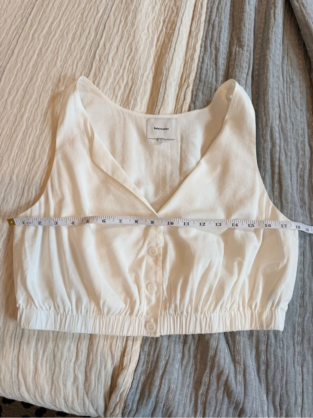 Reformation White Label Detail Cropped Blouse - Picture 8 of 12